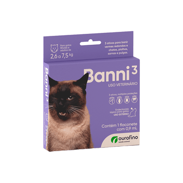 Banni 3 Antipulgas para Gatos de 2,6kg a 7,5kg 0,9 ml