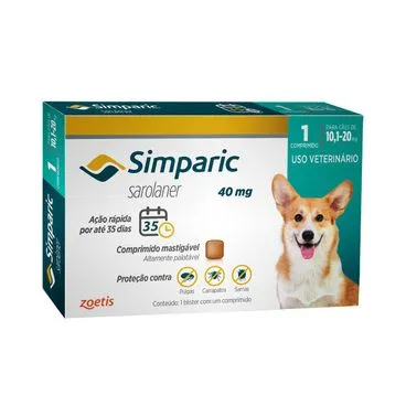 Simparic 10 a 20kg Cães 40mg