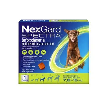 NexGard Spectra Antipulgas e Vermífugo Cães 7,6kg a 15kg